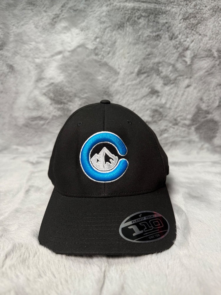 Travis Mathew Hat Cap Black Blue Snap Back Flex Fit Patch Logo Casual Adjustable