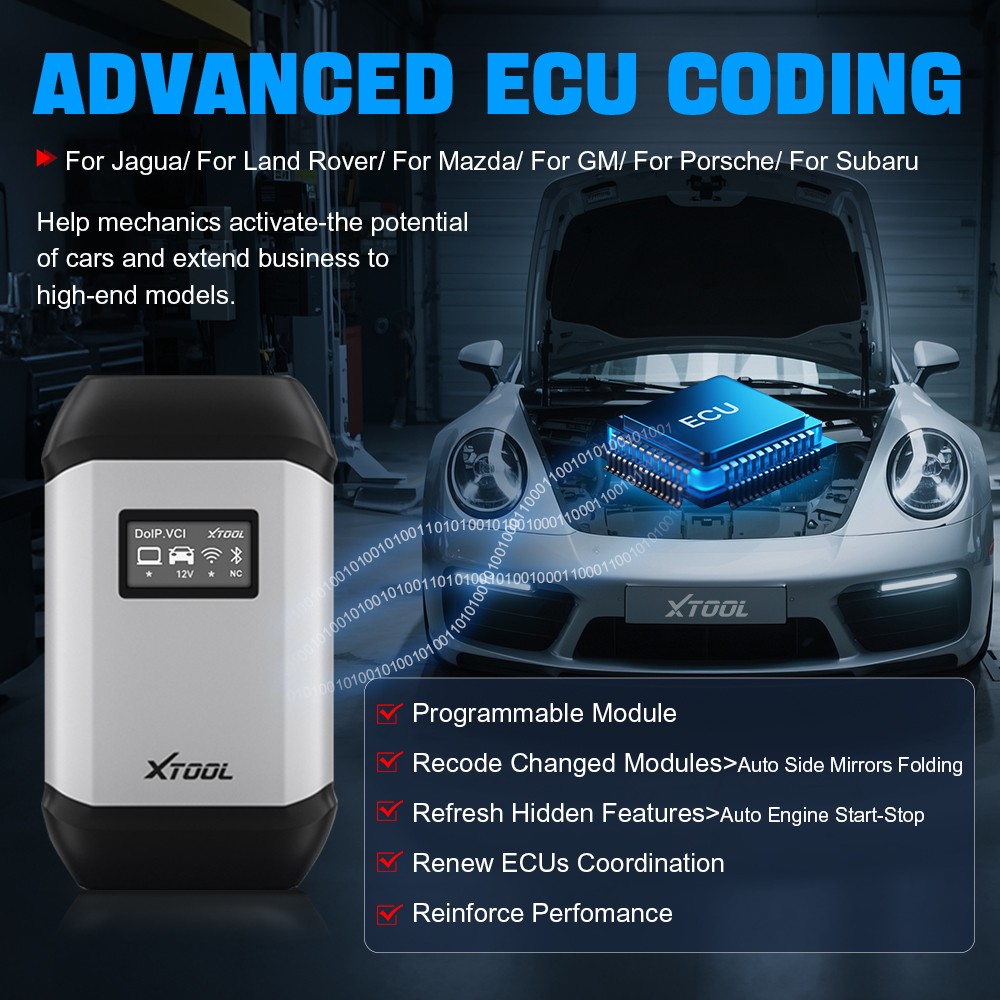 XTOOL XVCI MAX J2534 Programming OBD2 Scanner Auto Diagnostic ECU Coding Tool