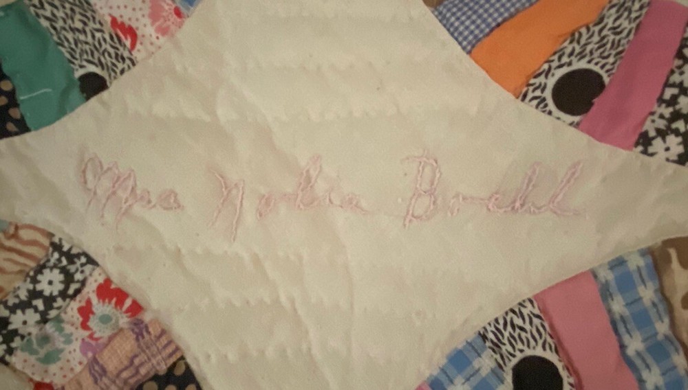 QUILT-‘SIGNED’ HANDMADE Wedding Ring Pattern 78” X 56” PATCHWORK *ANTIQUE*