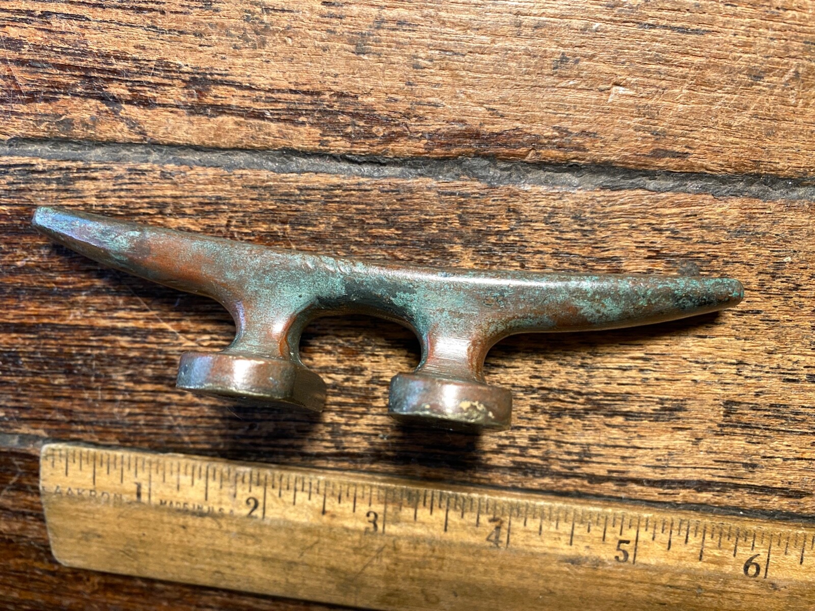 VINTAGE (ONE ONLY) CAST SOLID BRONZE, 5" CLEAT, DOOR HANDLE, PATINA!