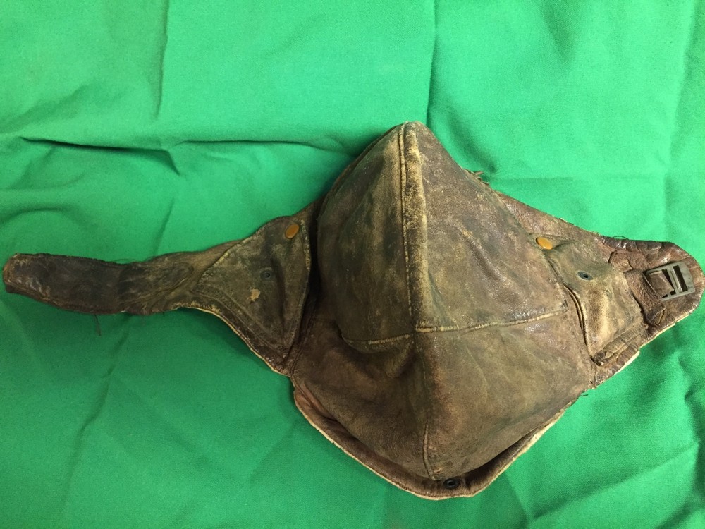 Vintage Leather Genuine Flyer Aviator Cap with Visor