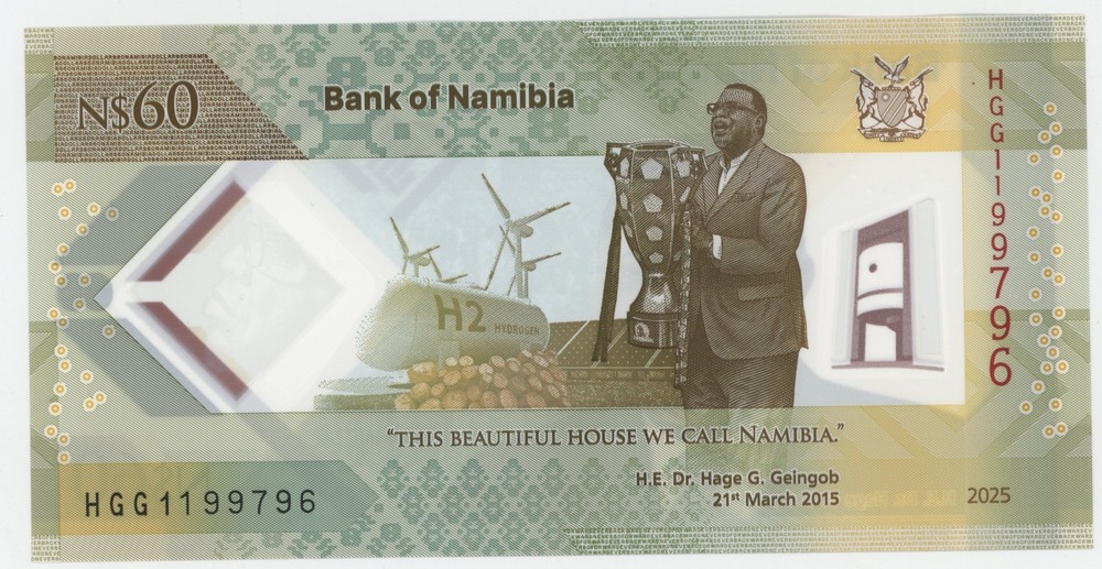 Namibia 60 Dollars 2025 Pick 19 New UNC Uncirculated Banknote Polymer