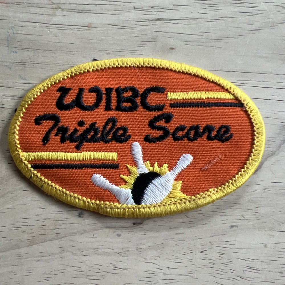 Vintage WIBC Triple Score Bowling Patch Orange Black