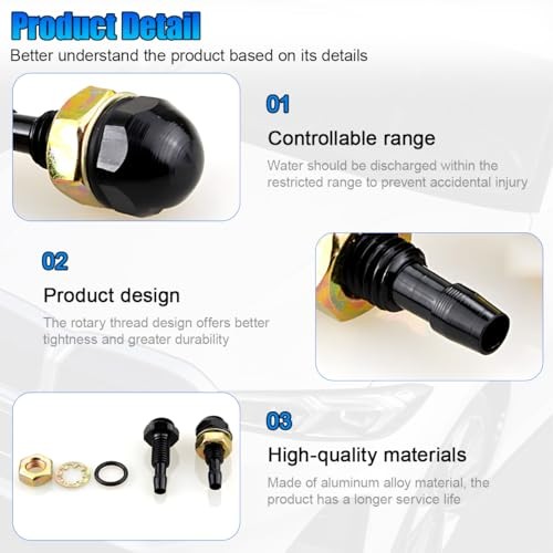 2PCS Adjustable Windshield Washer Spray Nozzles, Metal Car Windshield Black