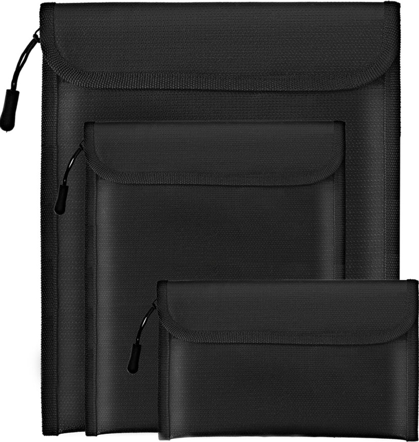 Fireproof Waterproof Document Bag 3 Pack Cash Passport File Holder Safe Storage