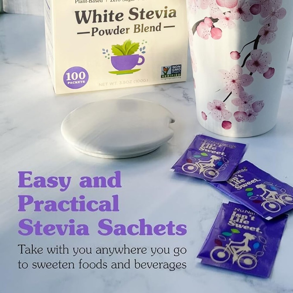 White Stevia Powder Packets, Single-Serve, Zero Calorie Sugar Substitute, 100...