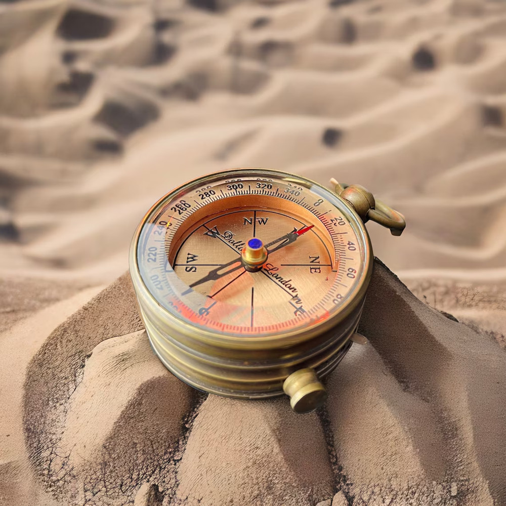 Vintage Working Compass - Handmade Brass & Copper Nautical Navigation Tool - Ann