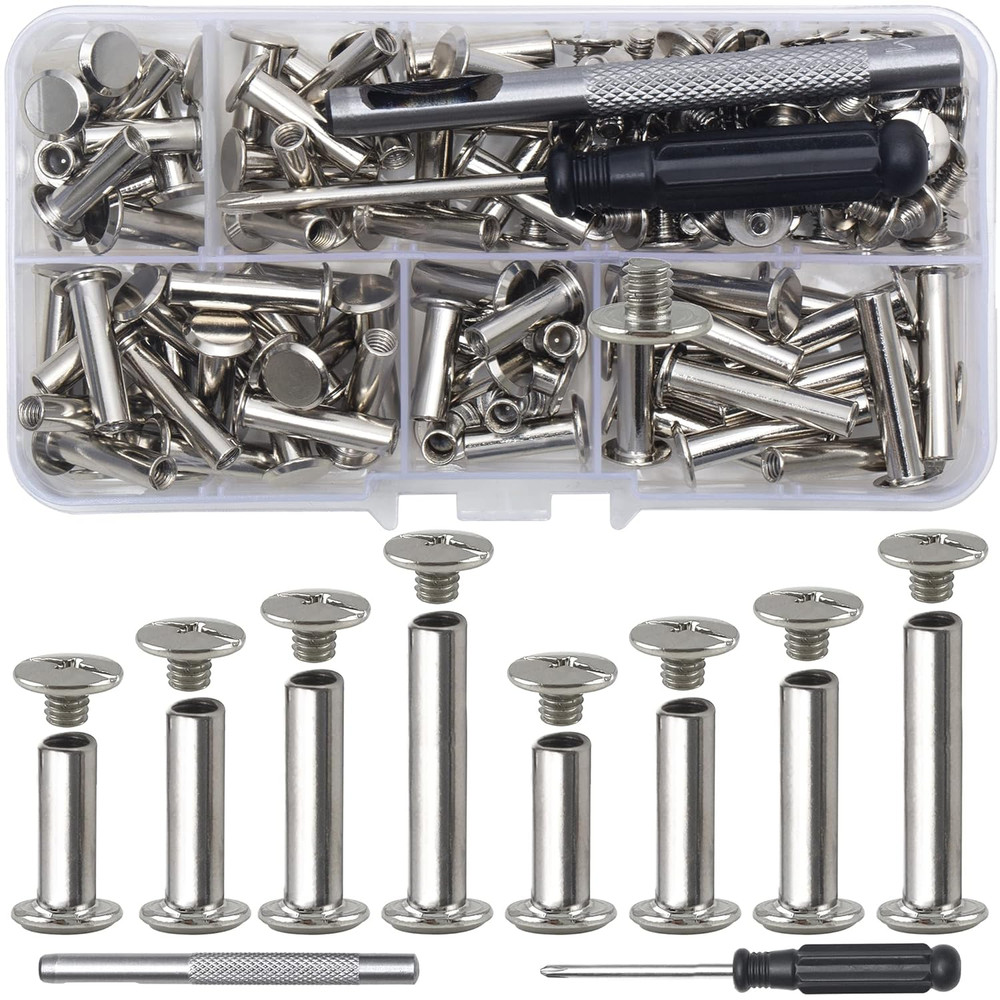 70Sets Chicago Screws Leather Rivets Assorted Screw Rivets Chicago Binding Screw