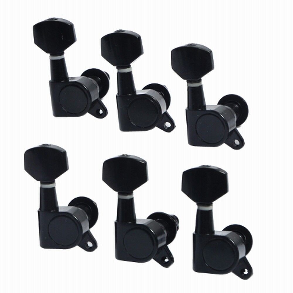 Black 6R Inline Guitar String Tuning Peg Tuner Machine Head Universal Fit USA