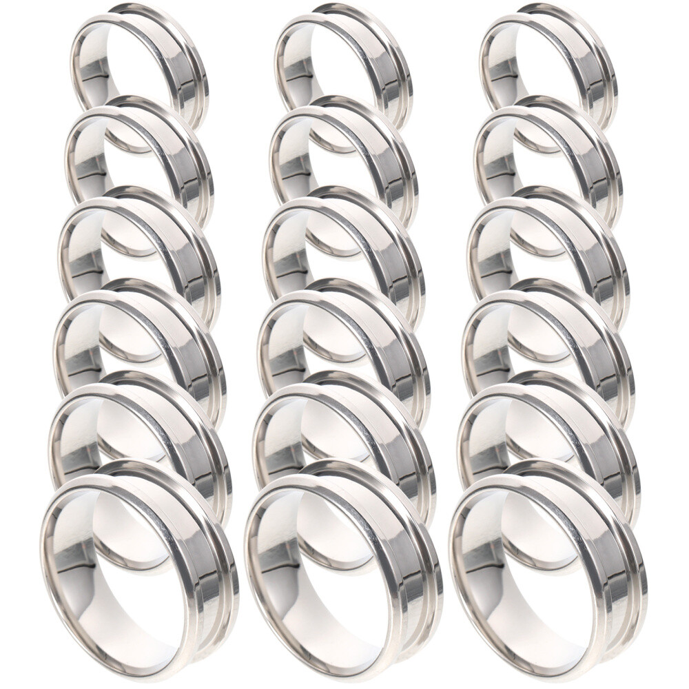 18pc Ring Blanks Grooved Plain Finger Ring Stainless Ring Jewelry Making