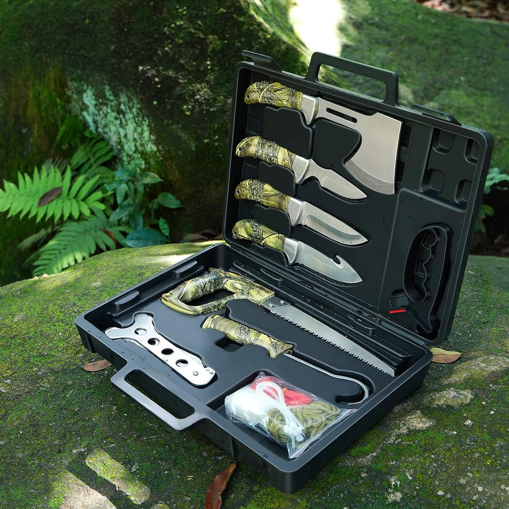 Hunting Knife Set - Deer Field Dressing Kit, Game Processor Set with Gut Hook Sk