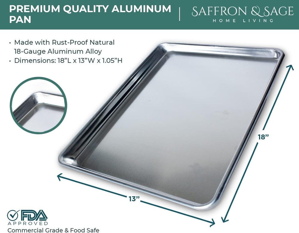 Commerical Quality Cookie Sheet Pan 4 Pack Aluminum Half Sheet Baking Pan