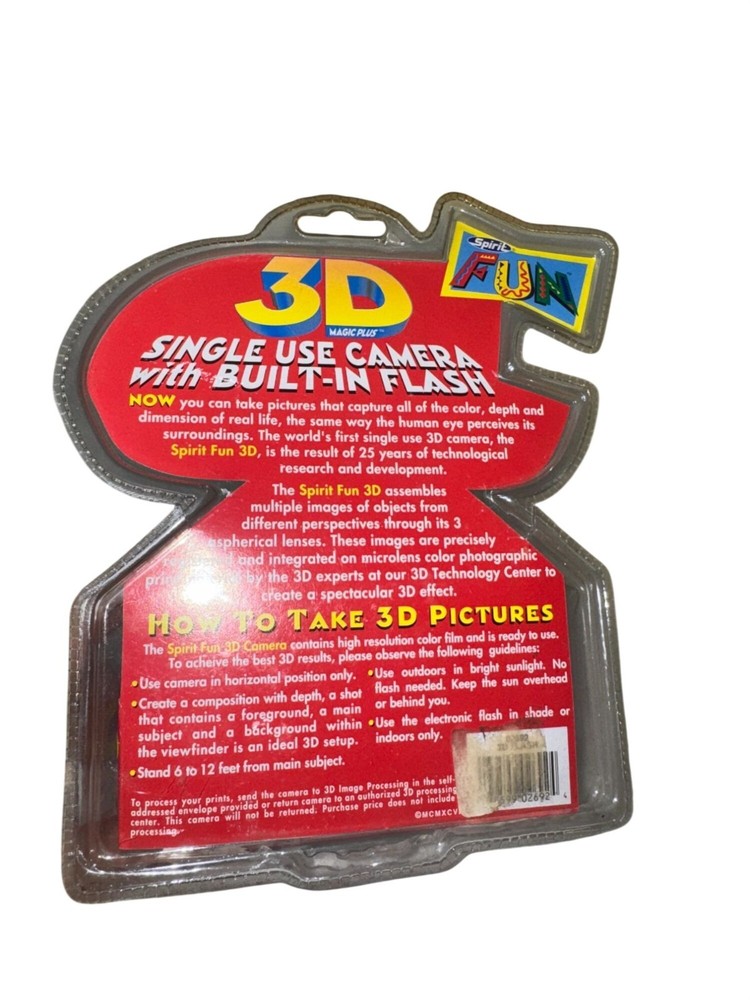 Spirit Fun 3D Magic Plus Single Use Camera Built-In Flash