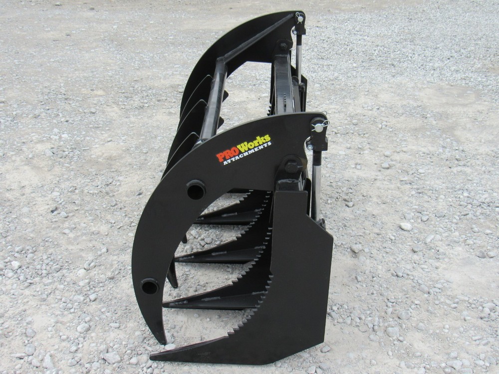 72" Brush Root Rake Clam Grapple Attachment Fits Skid Steer Tractor Quick Attach