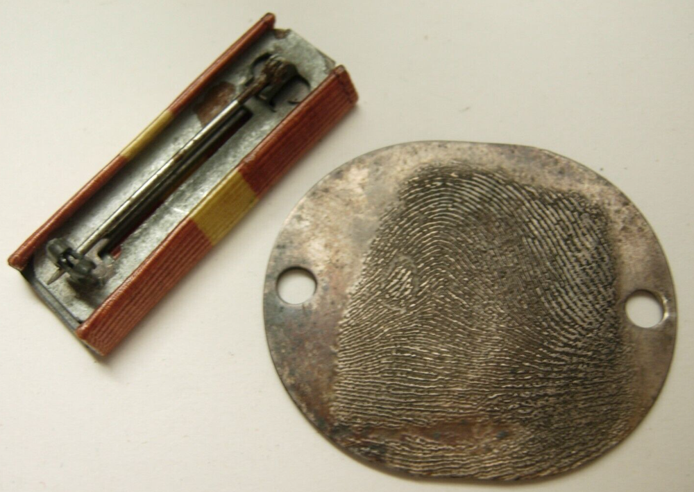 WW2 USCGR Sterling Fingerprint Dogtag - Coast Guard - Ralph Voorhees Saums XB