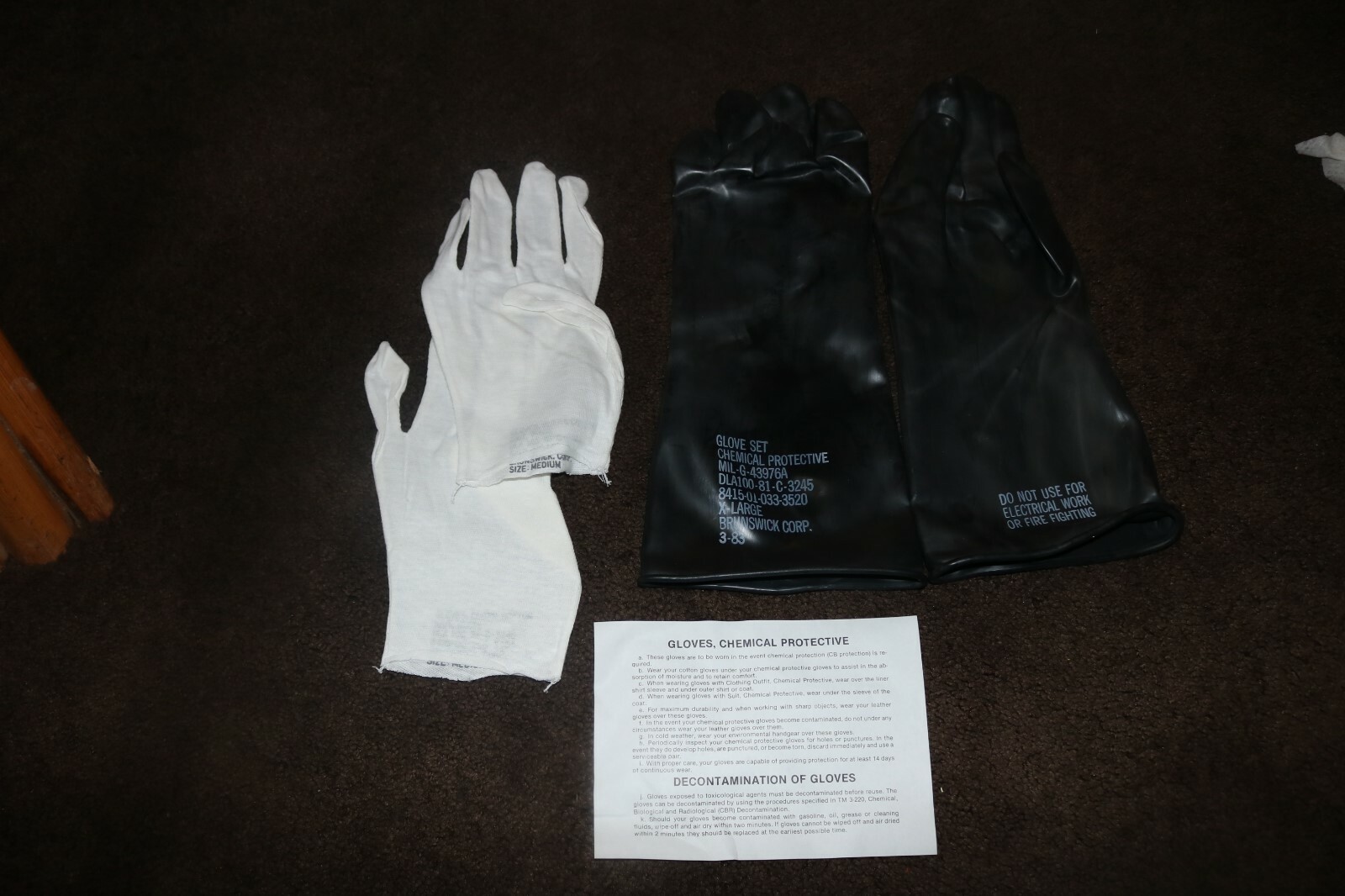 lot of 12 sealed unissued USGI military surplus black protective gloves NBC XL