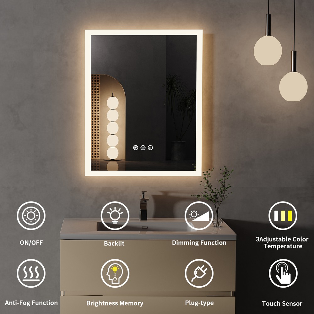 LUVODI 16"x20" Led Lighted Bathroom Mirror Dimmable Wall Vanity Mirror Backlit