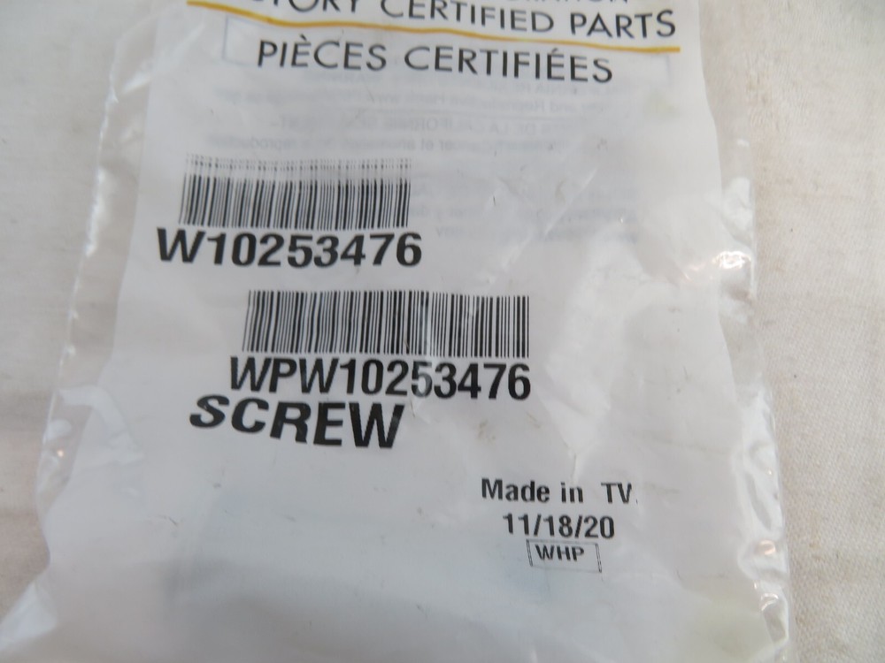 Whirlpool WPW10253476 Screw Genuine OEM