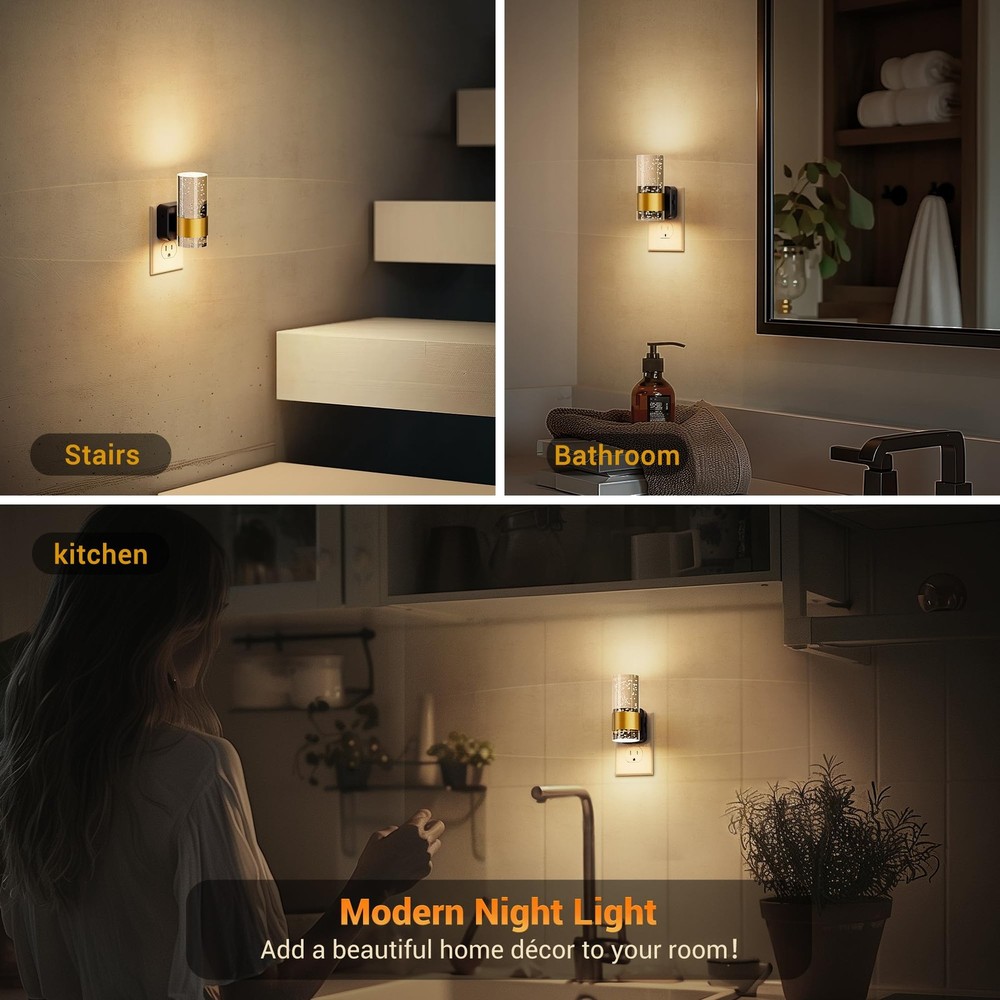 Night Light, Night Lights Plug into Wall,2 Pack 3000K Dimmable Night Light wi...