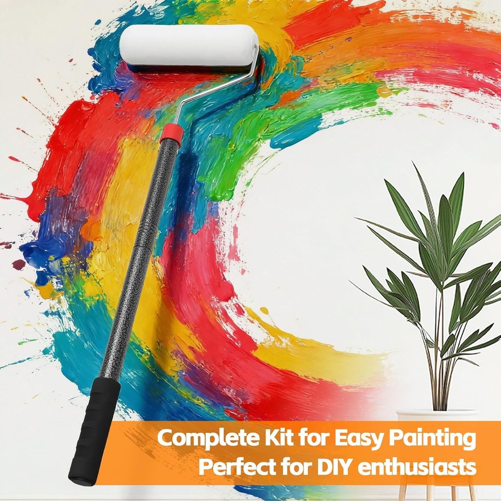 Paint Roller Brush Kit, 6 FT Paint Roller Extension Poles Multi-Function Paint R