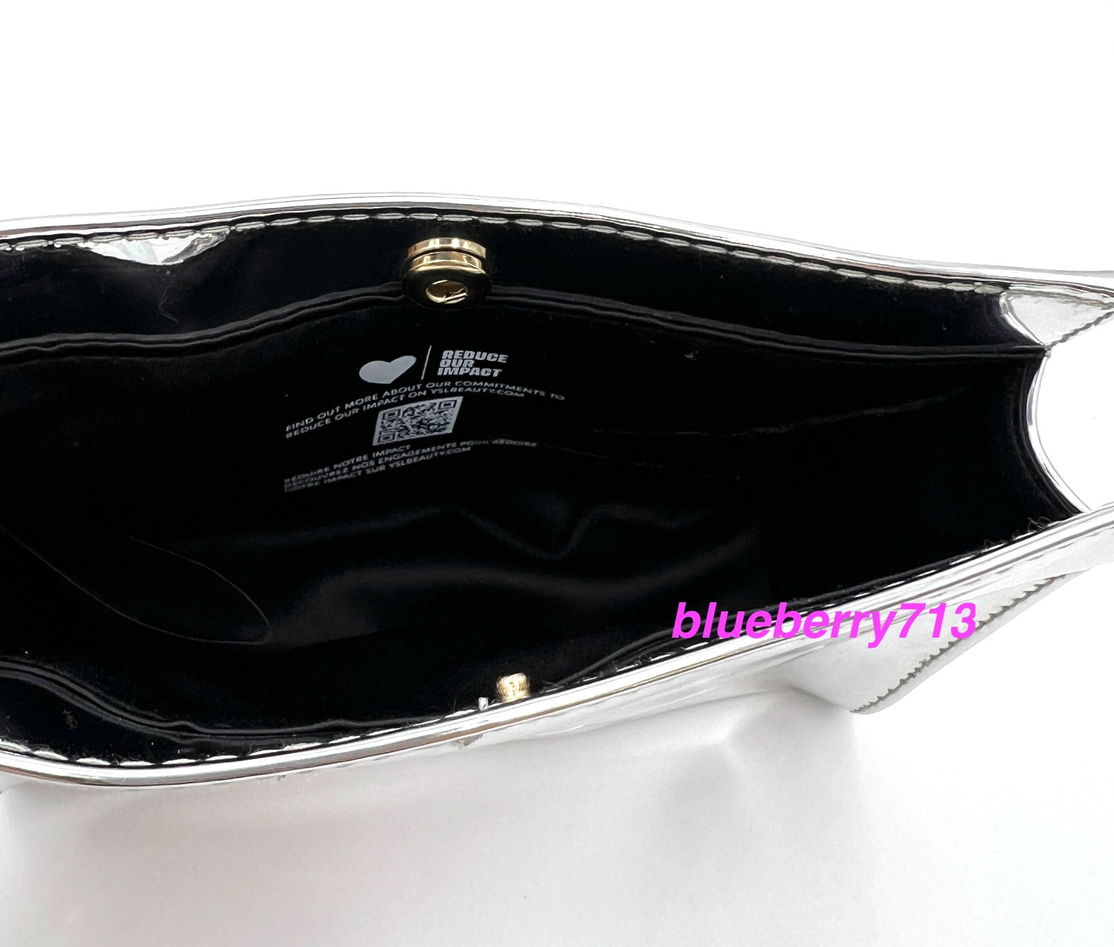 New! YSL Yves Saint Laurent Beauty PVC Makeup Cosmetic Bag ~ Silver