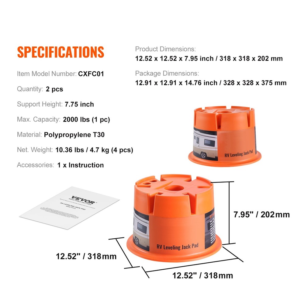 KFFKFF Trailer Stabilizer Blocks, 2000 lbs Load per Leveling Block, Premium