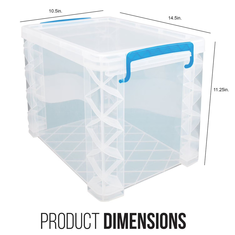 Super Stacker Storage or Hanging File Box with Blue Lid Locking Handles