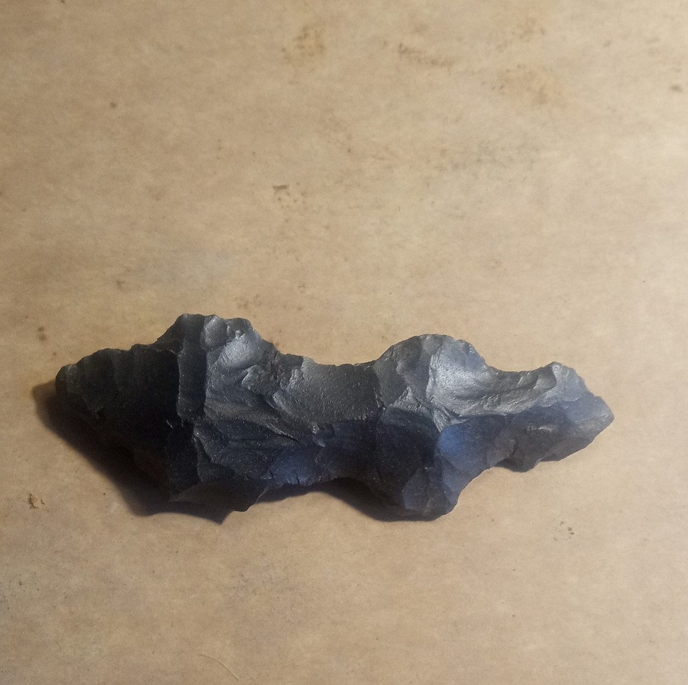 Native American Flint Knapped Gray Stone Tool Artifact