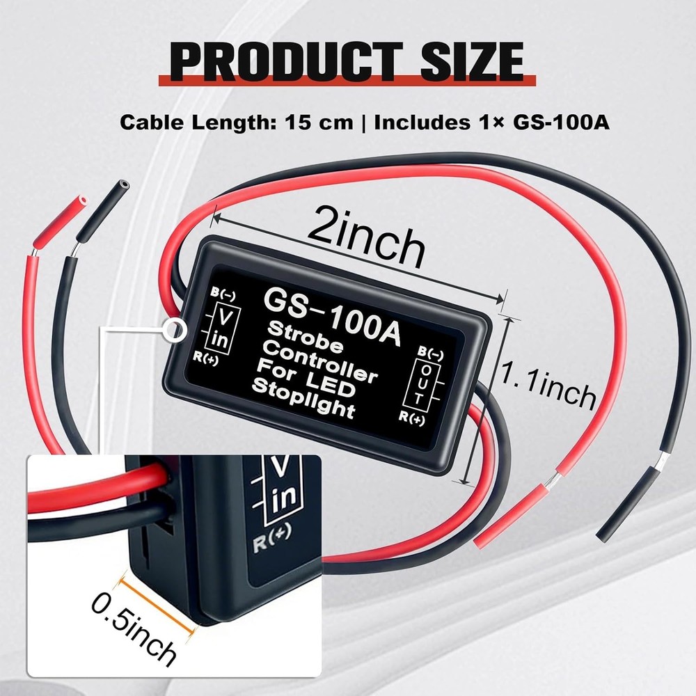 2-Pack -100A Flash Strobe Controller for Enhanced Vehicle Safety, 12V-24V