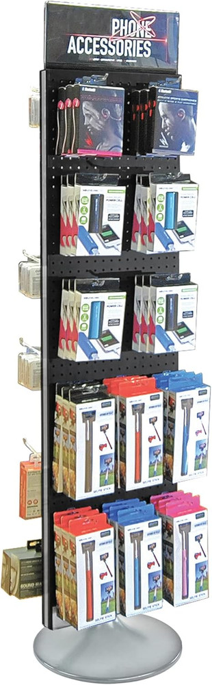 Black Two-Sided Pegboard Floor Display with Studio Base - 16"x60