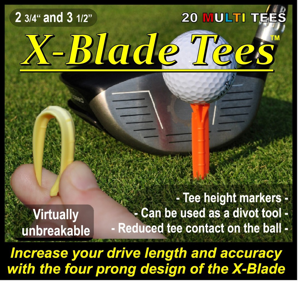 X BLADE GOLF TEES - Unbreakable plastic 3 1/2" - MULTI Color