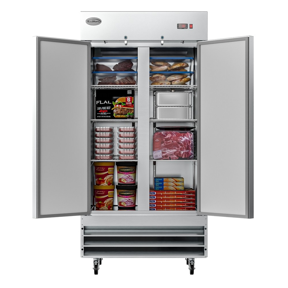Koolmore RIF-2D-SS35C 39" Two Section Reach-In Freezer w/ 2 Solid Doors, 35 c...