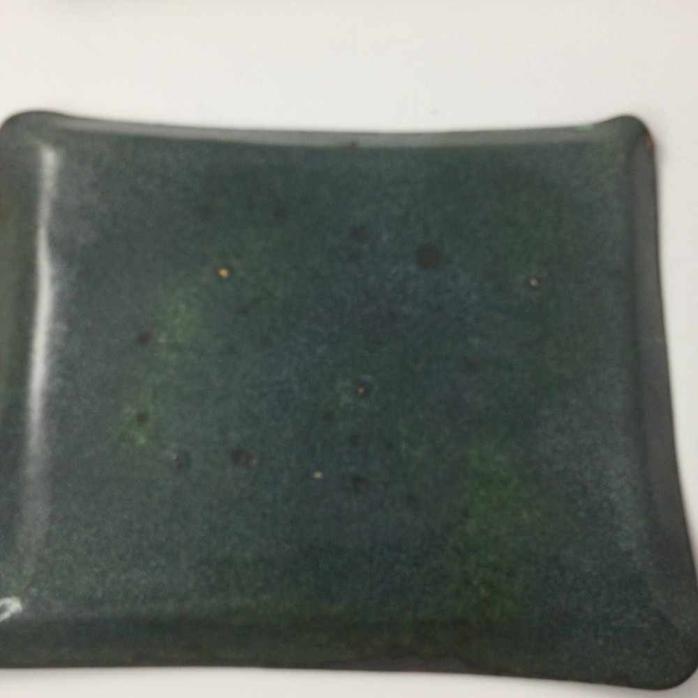 Vintage Copper Handmade Enameled Trinket Rectangular Abstract Dish 6"x5"