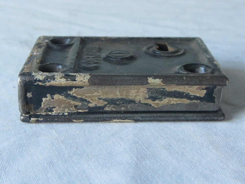 antique Corbin cast iron mortise chest lock with skeleton key