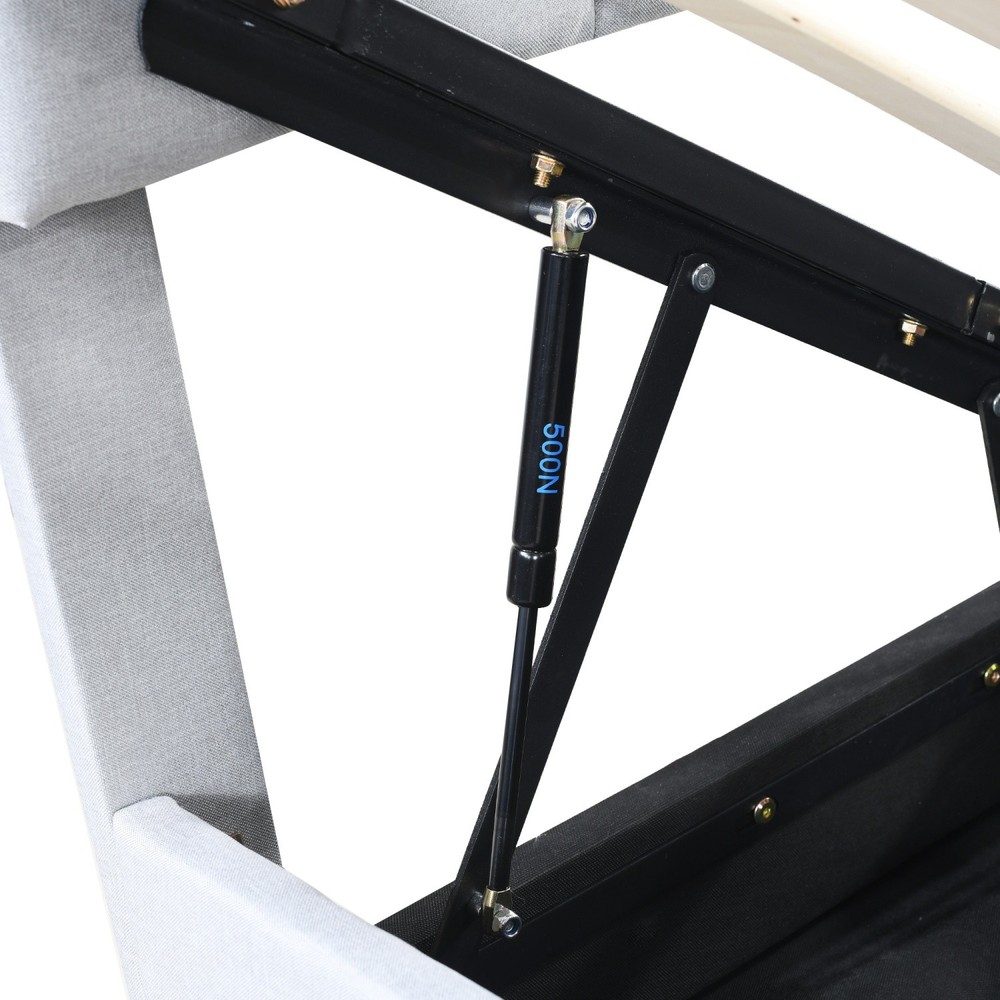 Twin Size Upholstered Platform Bed Frame with Hydraulic Storage System Gray