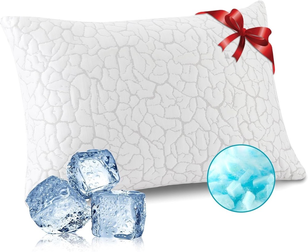 Cooling Pillows for Sleeping 1 Pack, Standard Size Adjustable Shredded Memory...