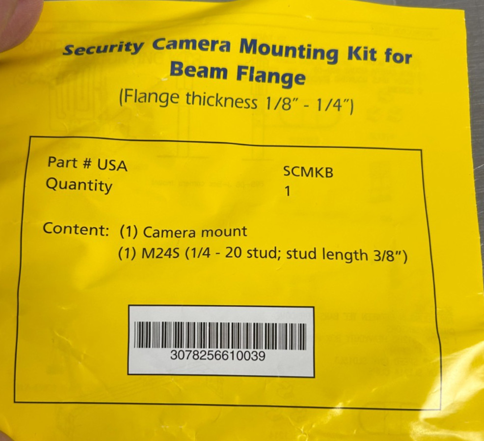 Erico Caddy Security Camera Mounting Kit for Beam Flange SCMKB New