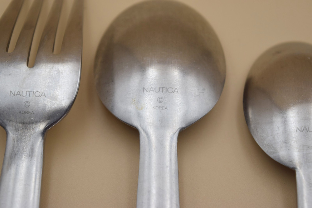 3pc Nautica Arctic White Flatware Set Dinner Fork Tablespoon Teaspoon