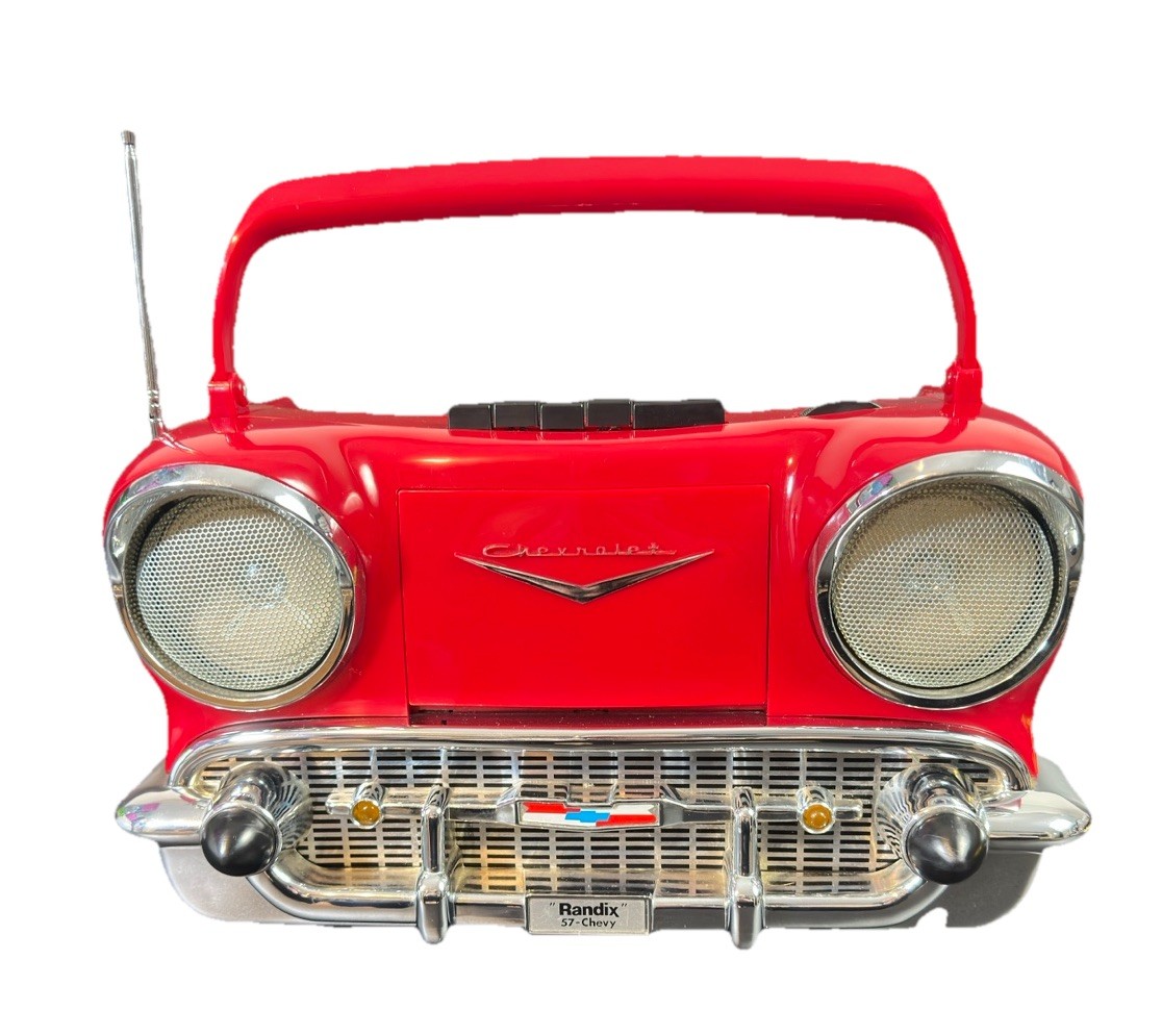 Vintage Randix Red '57 Chevy AM/FM Portable Stereo Cassette Player Radio
