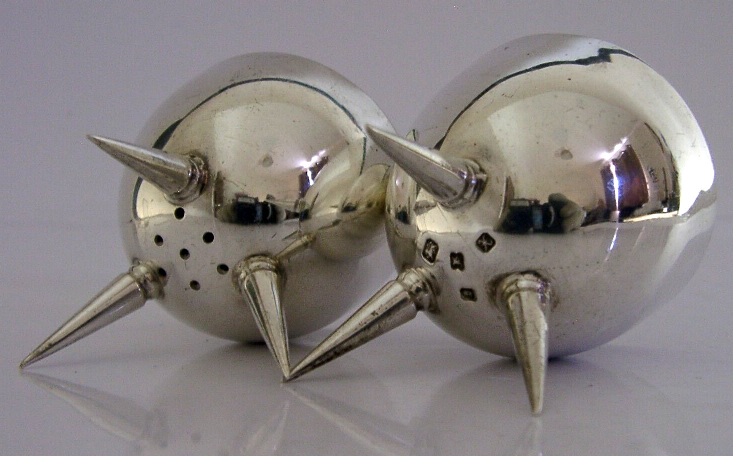 SUPERB MID CENTURY MODERN STERLING SILVER SALT PEPPER CRUET SET 1996/97 118g
