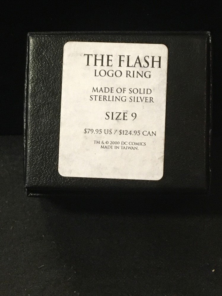 1999 2000 THE FLASH LOGO STERLING SILVER RING - DC COMICS - SIZE 9