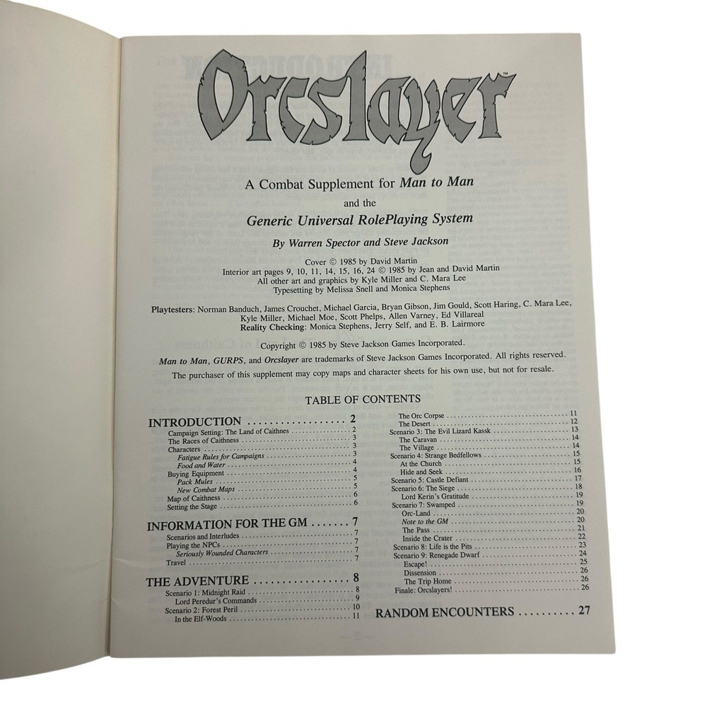 Orcslayer A Combat Supplement For Man To Man Gurps RPG