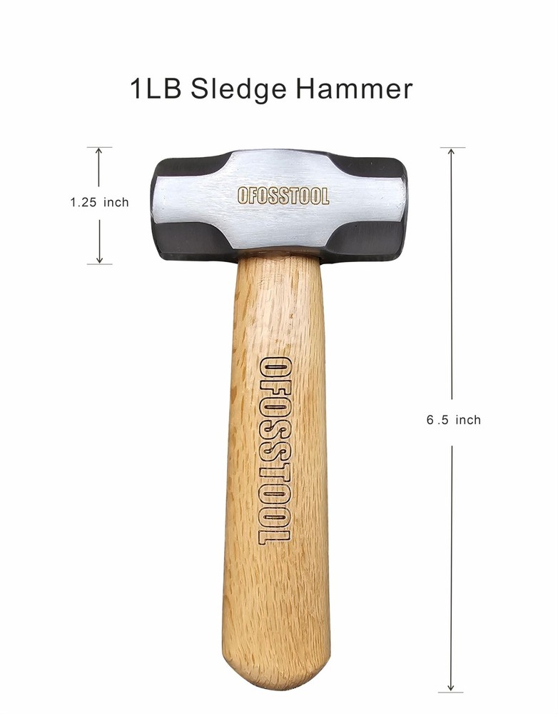 Sledge Hammer with Wood Handle and Alloy Silver Head, Walnut