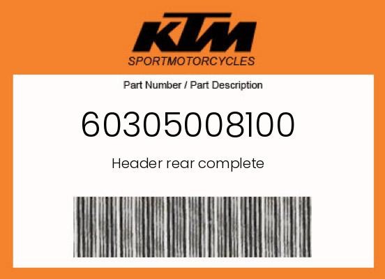 KTM Genuine Header Rear Complete - 60305008100