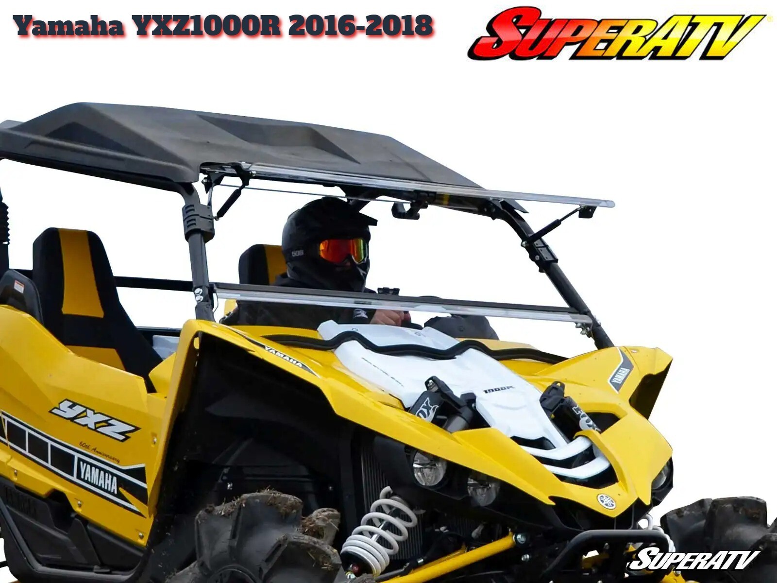 SuperATV Heavy Duty Scratch Resistant Flip Windshield for Yamaha YXZ (2016-2018)