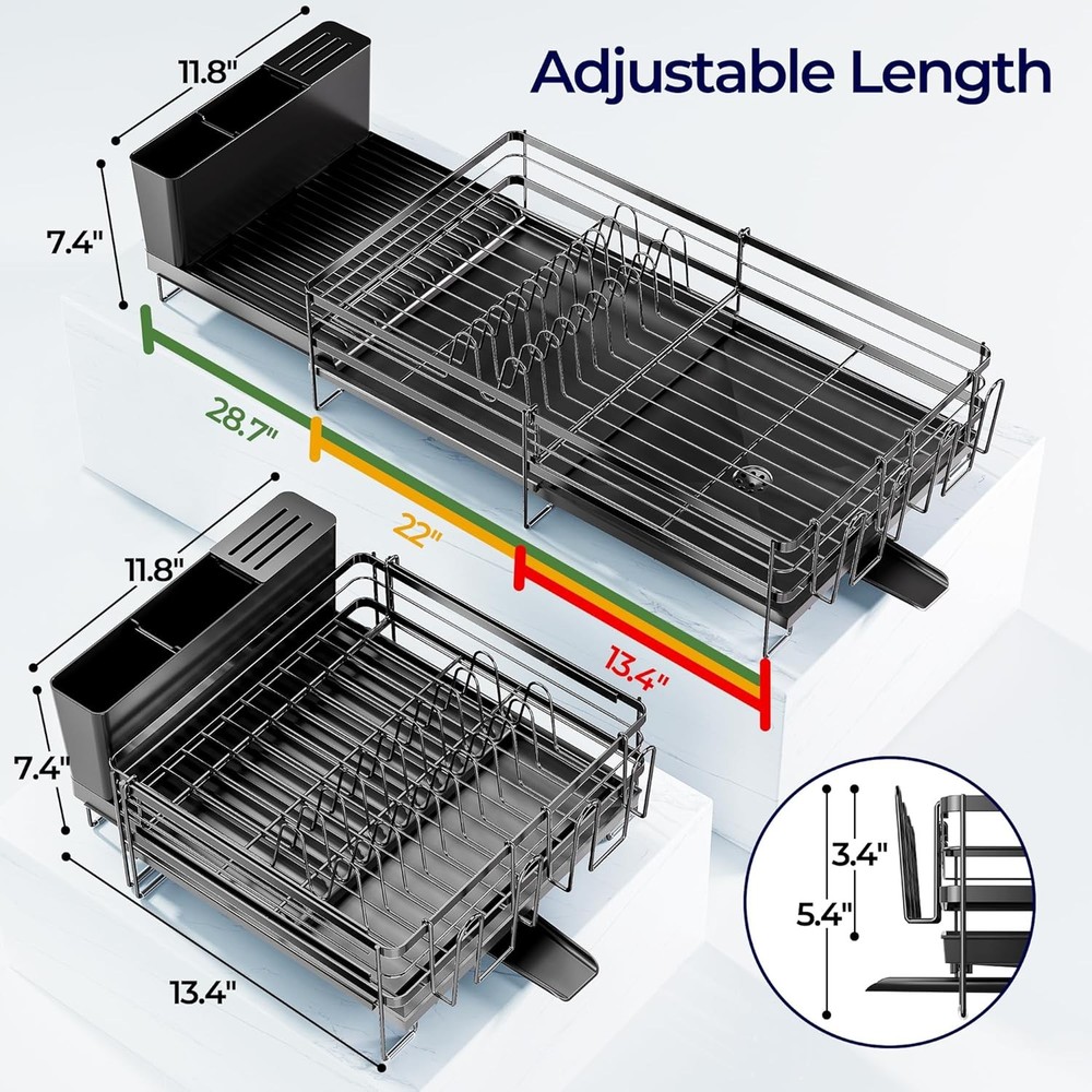 Large Dish Drying Rack Expandable Dish Rack Kitchen Counter Upgraded Dish