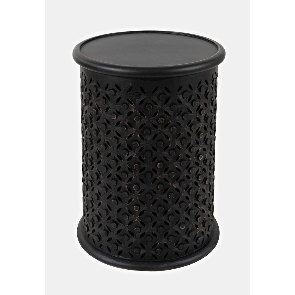 Decker Distressed Hardwood Global Drum End Table