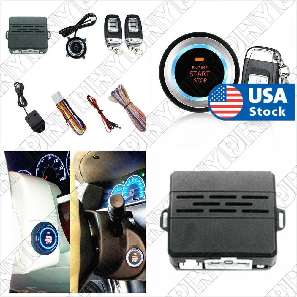 8PCS Car SUV Vibration Alarm System Ignition Engine Start Push Button Remote Kit