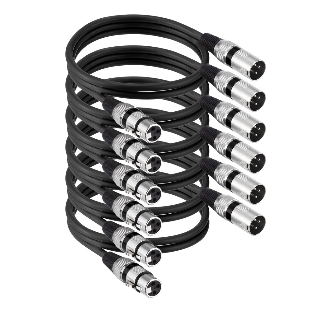 6 Pcs XLR Cables, 3 ft Microphone Cable for Live Recording Studios, Black