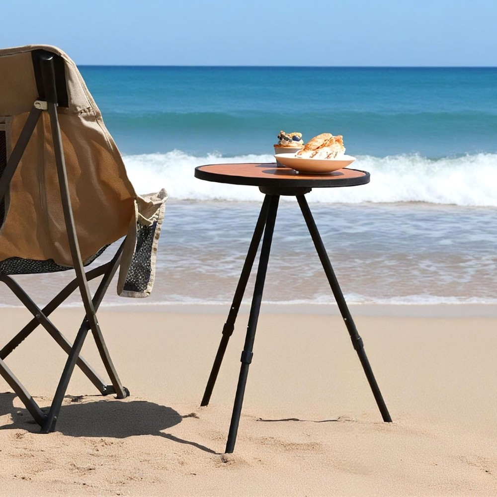 2pack Small folding Table, Round Portable Patio Table, Height Adjustable